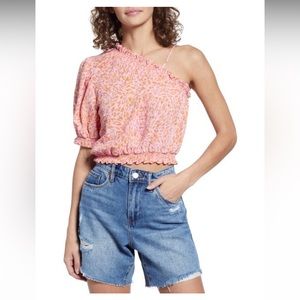 Vero Moda Women's Nemi Abstract Print One-shoulder Top Off the shoulder top